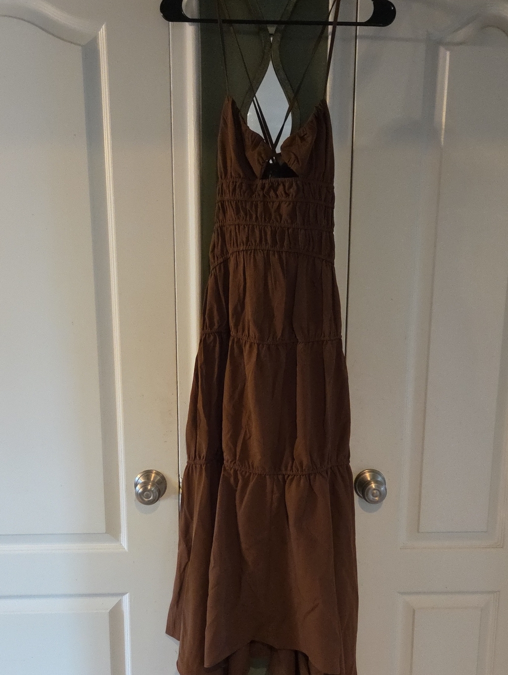 Brown Tiered Halter Summer Dress - Unbranded